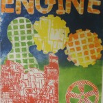 Relief print completed by pupil at Galaxy House based on Eduardo Paolozzi print.