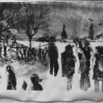 Print from complex drypoint plate.