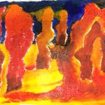 Vibrant painterly print of Avebury