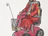 St Scooterius. Hand coloured drypoint.